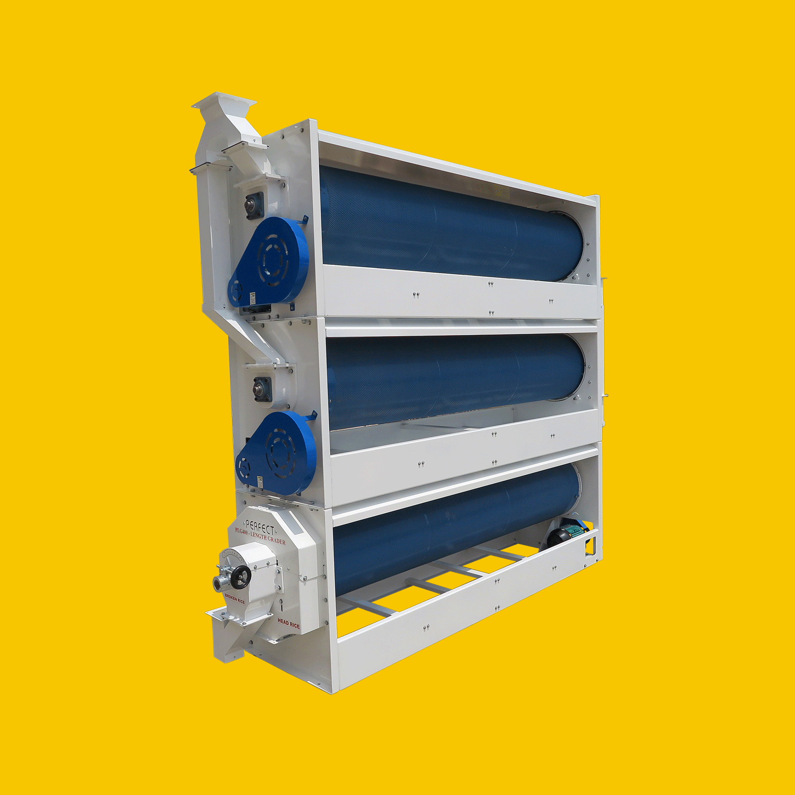 Service technician putting sieves into a processing machine 