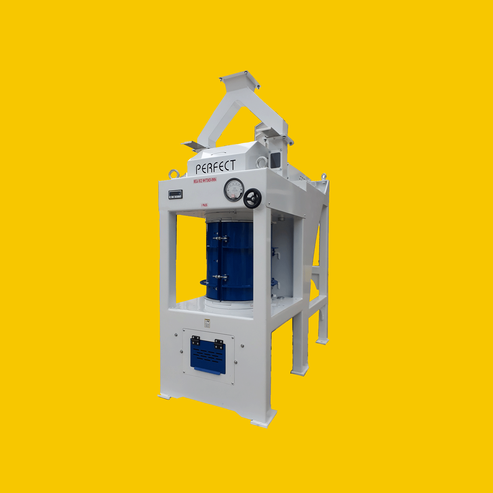 Service technician putting sieves into a processing machine 